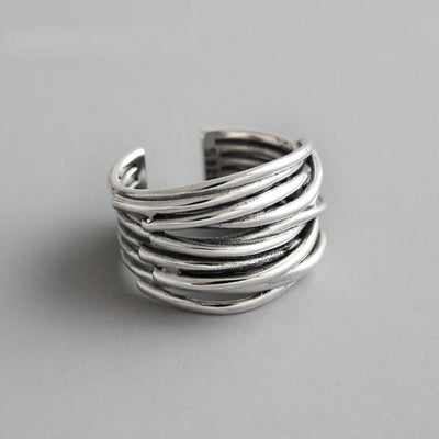 Adjustable 925 Sterling Silver Layered Ring - Timeless Elegance for Every Woman