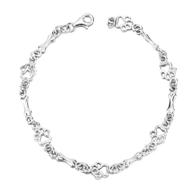Bracelet with Dog Paw and Bone Charms