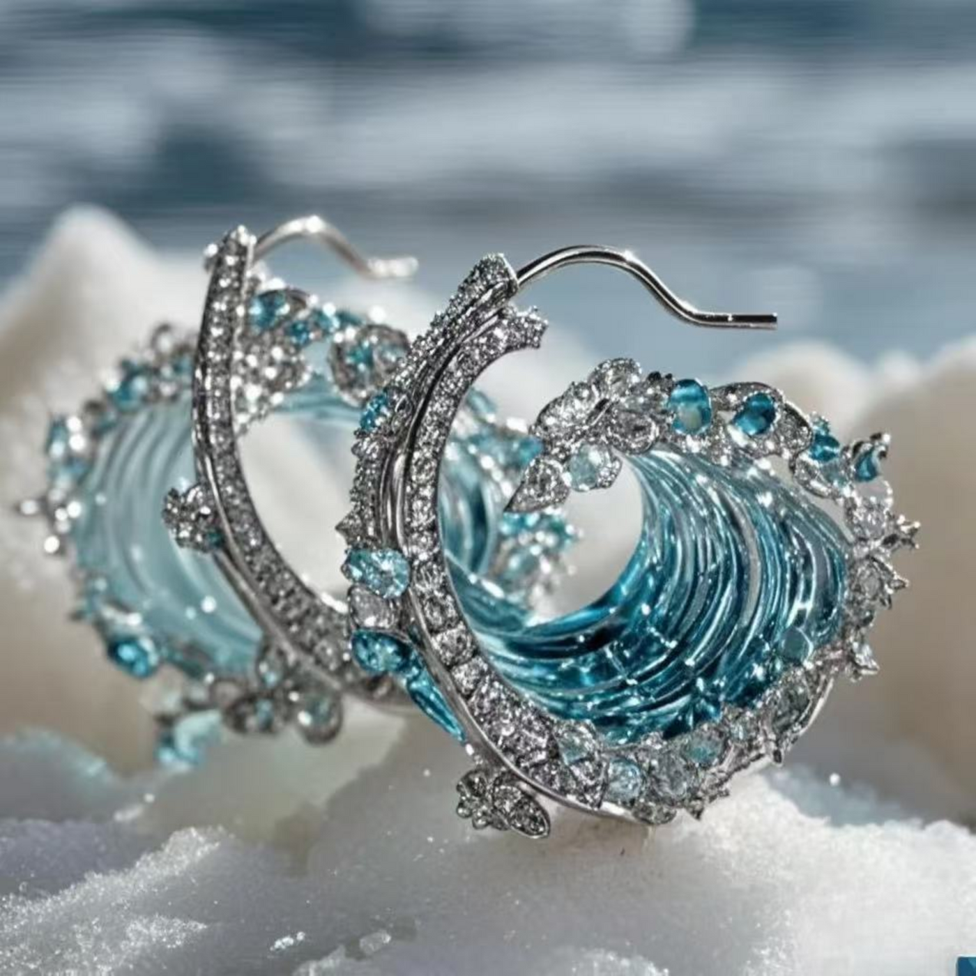 Vintage Round Ocean Earrings