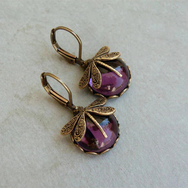 Antique Gold Blue Crystal Earrings: Timeless Elegance