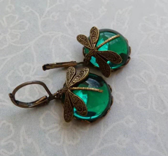 Antique Gold Blue Crystal Earrings: Timeless Elegance