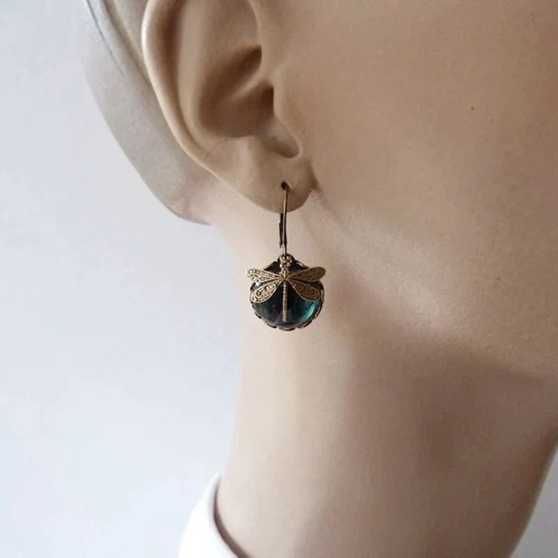 Antique Gold Blue Crystal Earrings: Timeless Elegance