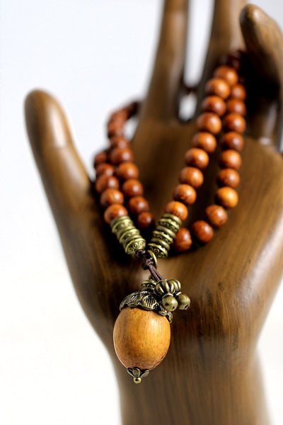 Acorn Double Wrap Wood Stretch Bracelet