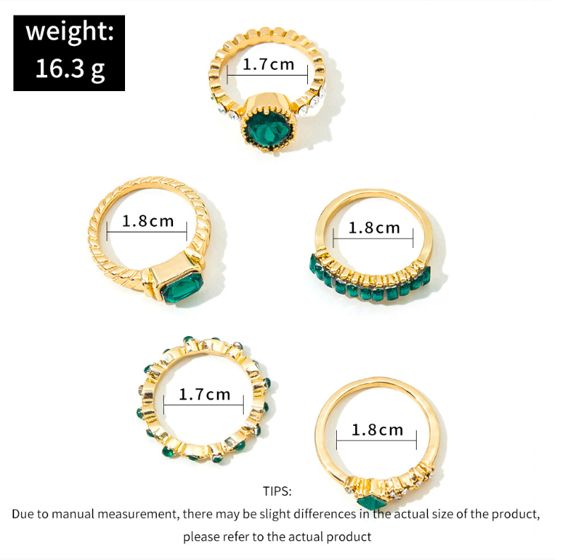 Zarina Exquisite Emerald Ring Set | Gold